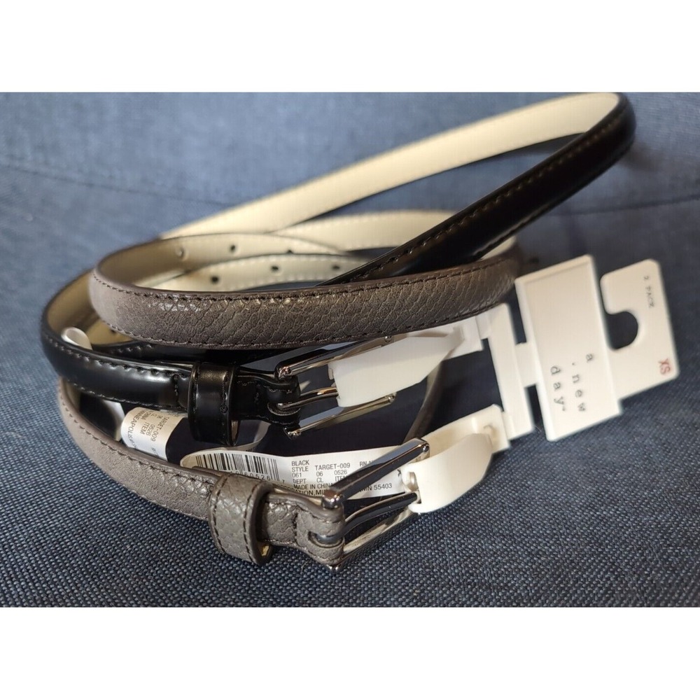 A New Day Women's 2-Pack Of Belts Black/gray snake skin pattern size XL